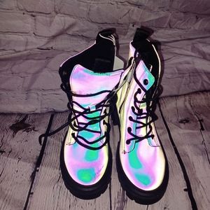 Zara reflective laced combat boots